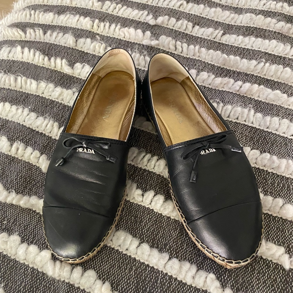 Prada smooth leather espadrilles size 39 fits 8,5 - Picture 4 of 4
